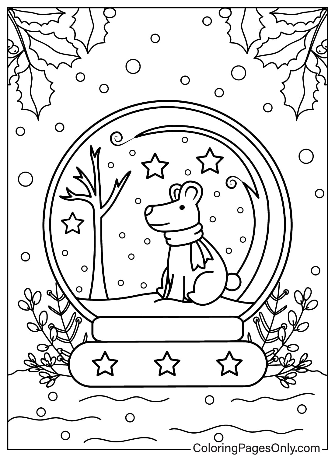 Snow Globe Color Page - Free Printable Coloring Pages