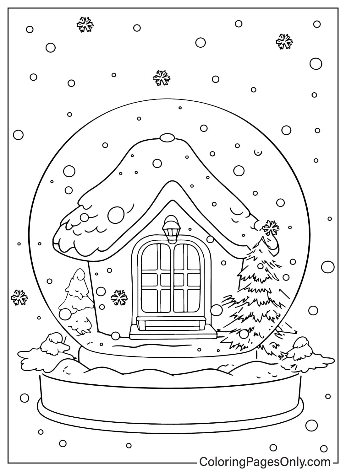 Página para colorir grátis do globo de neve do Snow Globe