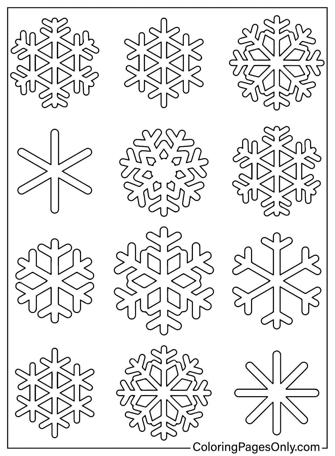 Página colorida do floco de neve de Snowflake