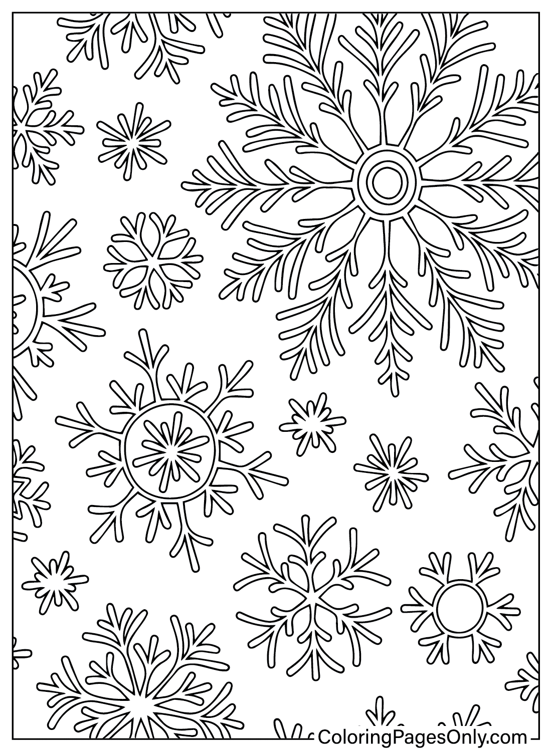 Pagina da colorare di fiocchi di neve stampabile gratuitamente da Snowflake