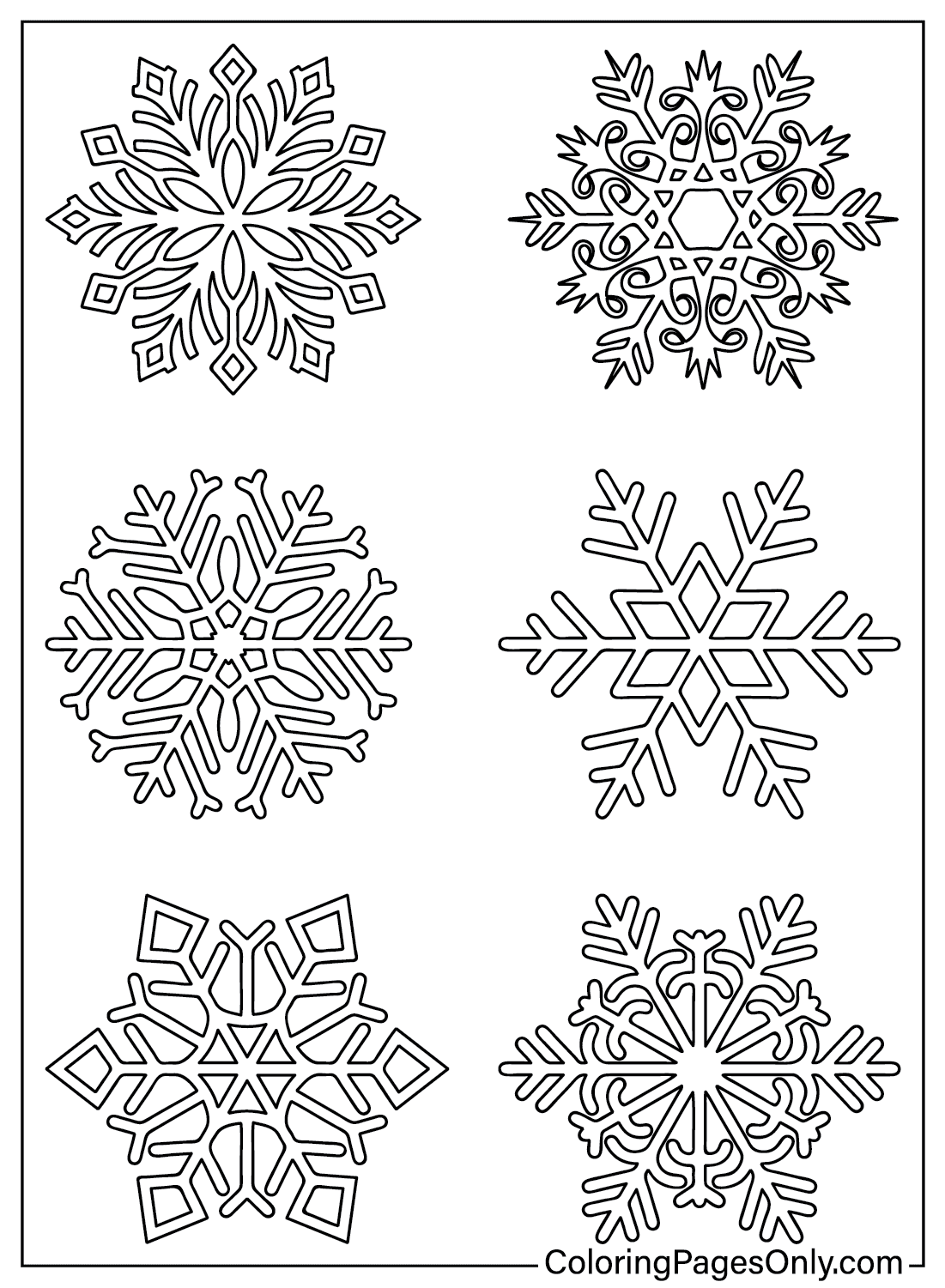 صفحة تلوين ندفة الثلج قابلة للطباعة من ندفة الثلج