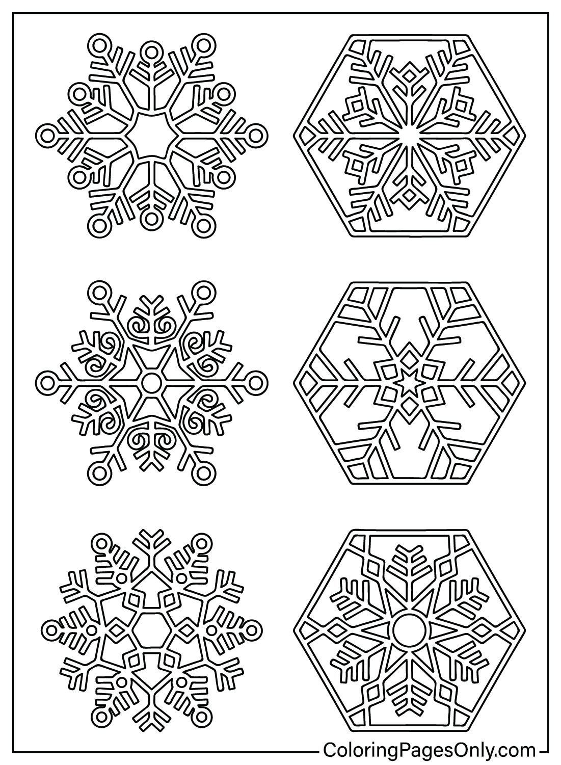 Sneeuwvlok kleurplaat om af te drukken vanuit Sneeuwvlok