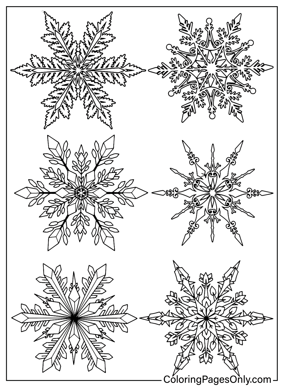 Páginas para colorear de copos de nieve para adultos de Snowflake