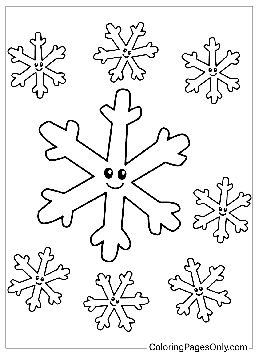 Página para colorir fofa de floco de neve de Snowflake