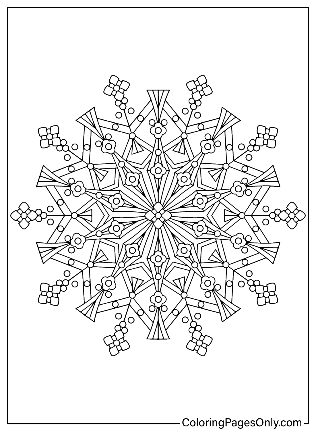 Snowflake Mandala Coloring Page from Snowflake