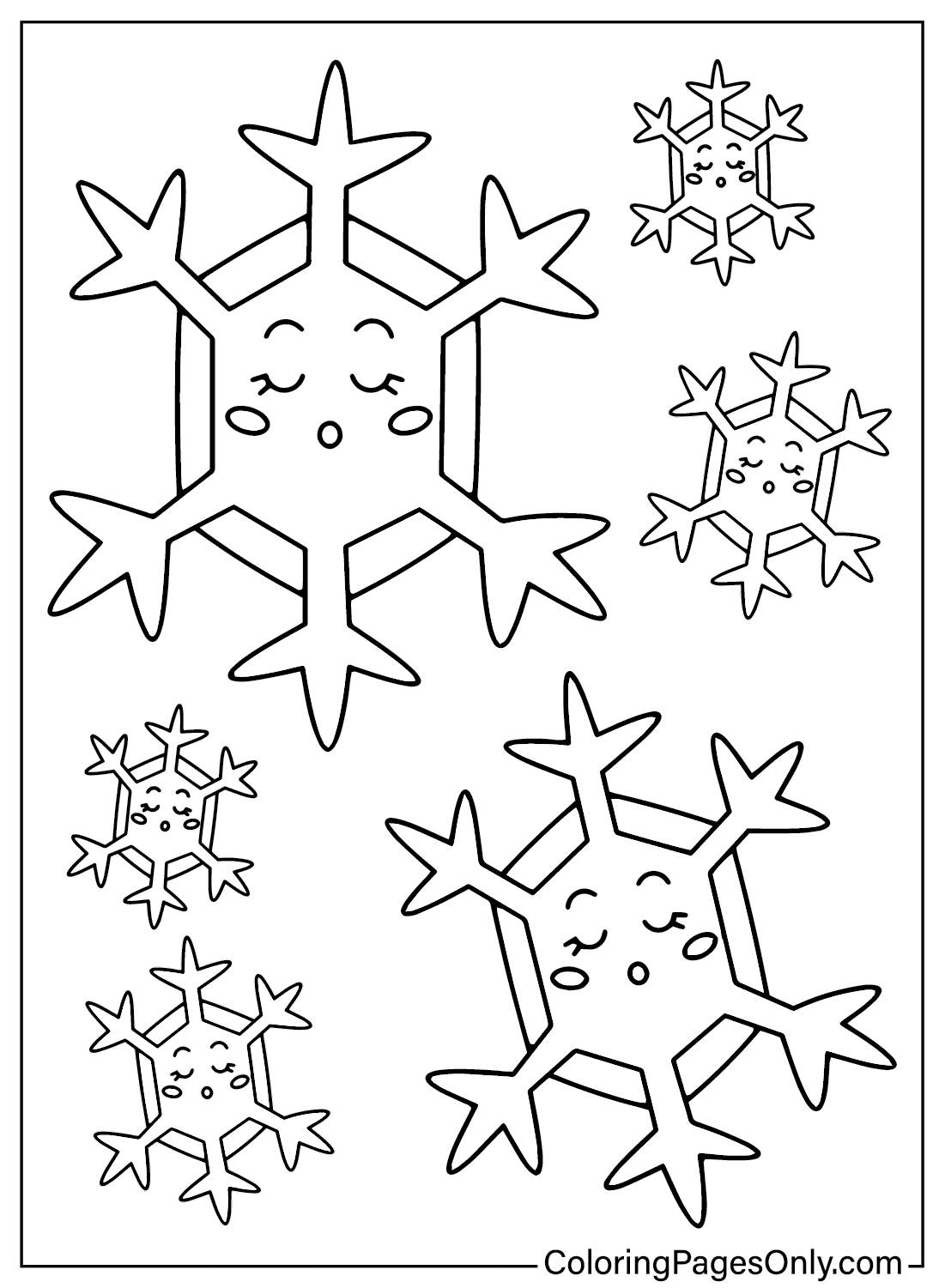 Página para colorir para impressão de floco de neve de floco de neve
