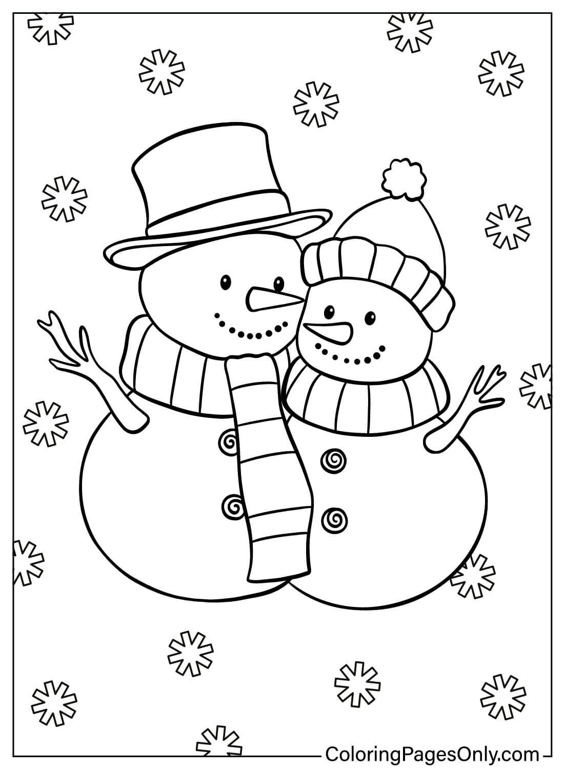 Раскраска Снеговик для печати