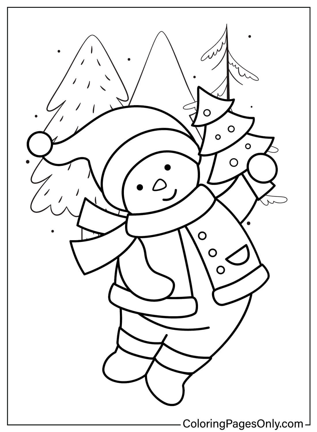 Página para colorear gratis de muñeco de nieve de muñeco de nieve