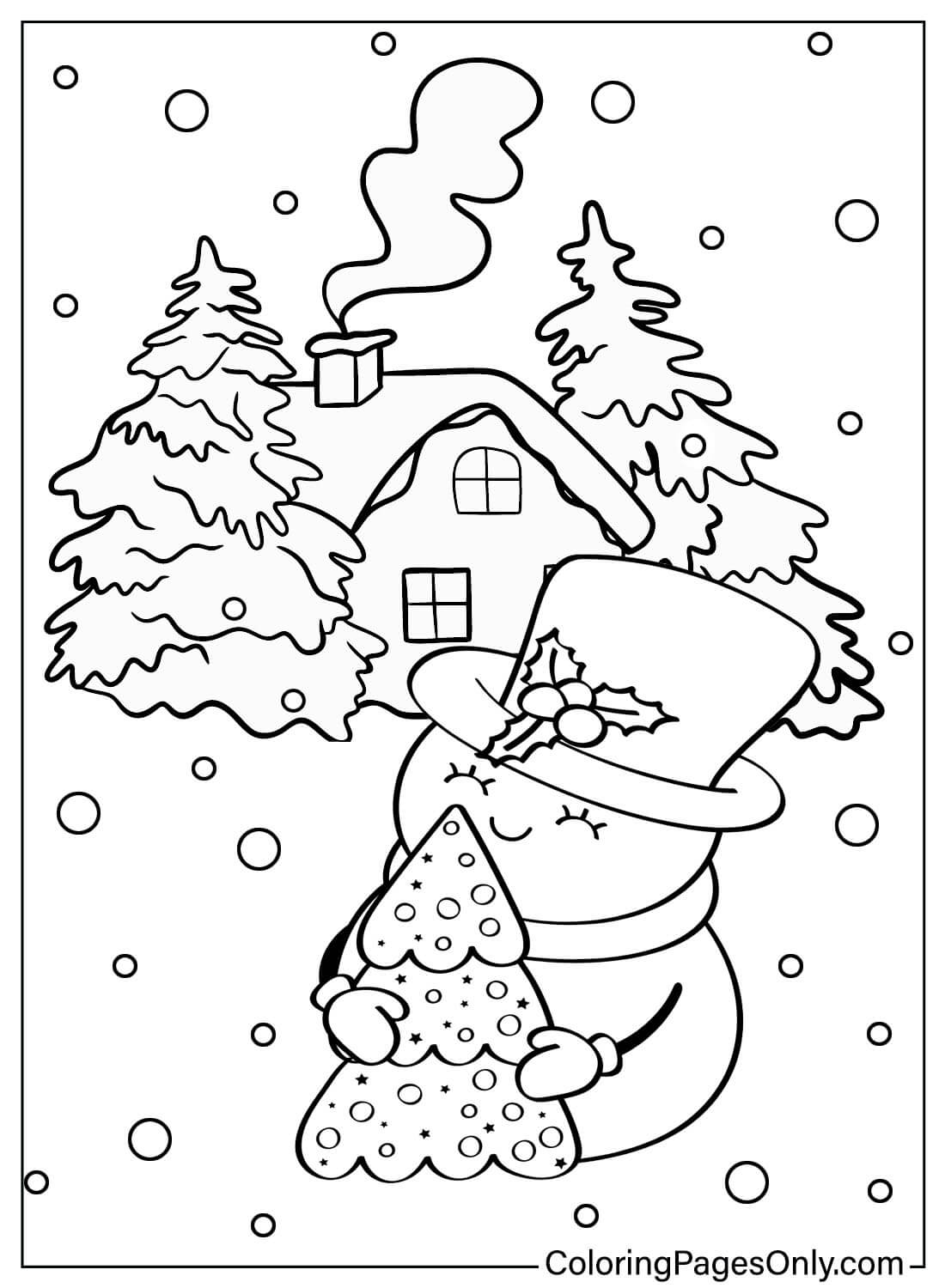 Página para colorir para impressão do boneco de neve