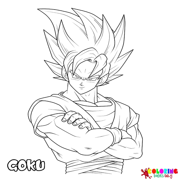 Goku sorridente para colorir