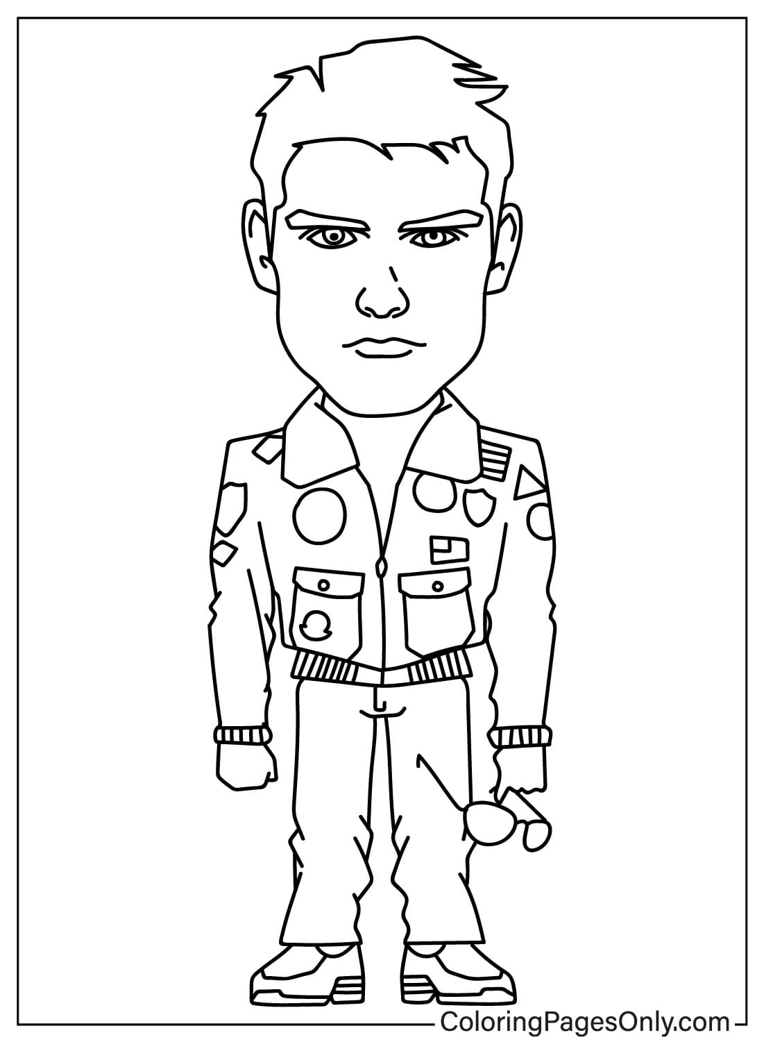 Tom Cruise de Top Gun Página para colorear de Tom Cruise