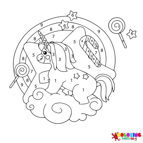 Unicorn Color By Number Coloring Pages