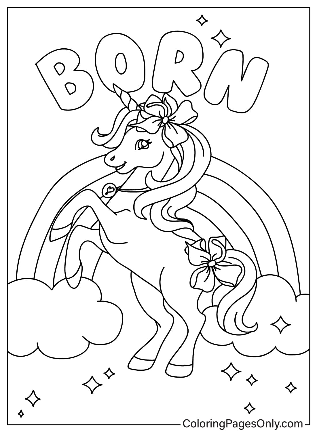 Página para colorear de Unicornio Jojo Siwa de Jojo Siwa