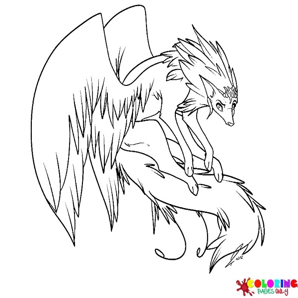 Desenhos para colorir de lobo com asas