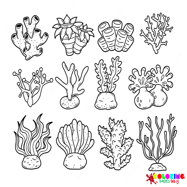 Coral and fishes Coloring Page - Free Printable Coloring Pages