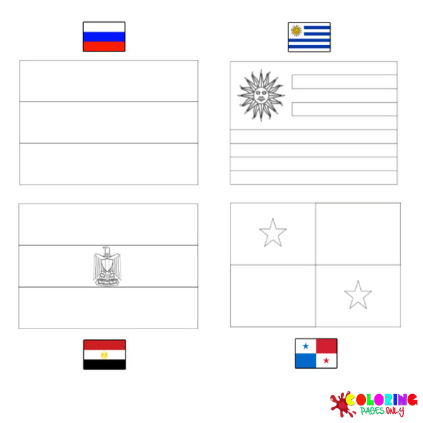 Dibujos de Banderas de la Copa Mundial 2018 para colorear