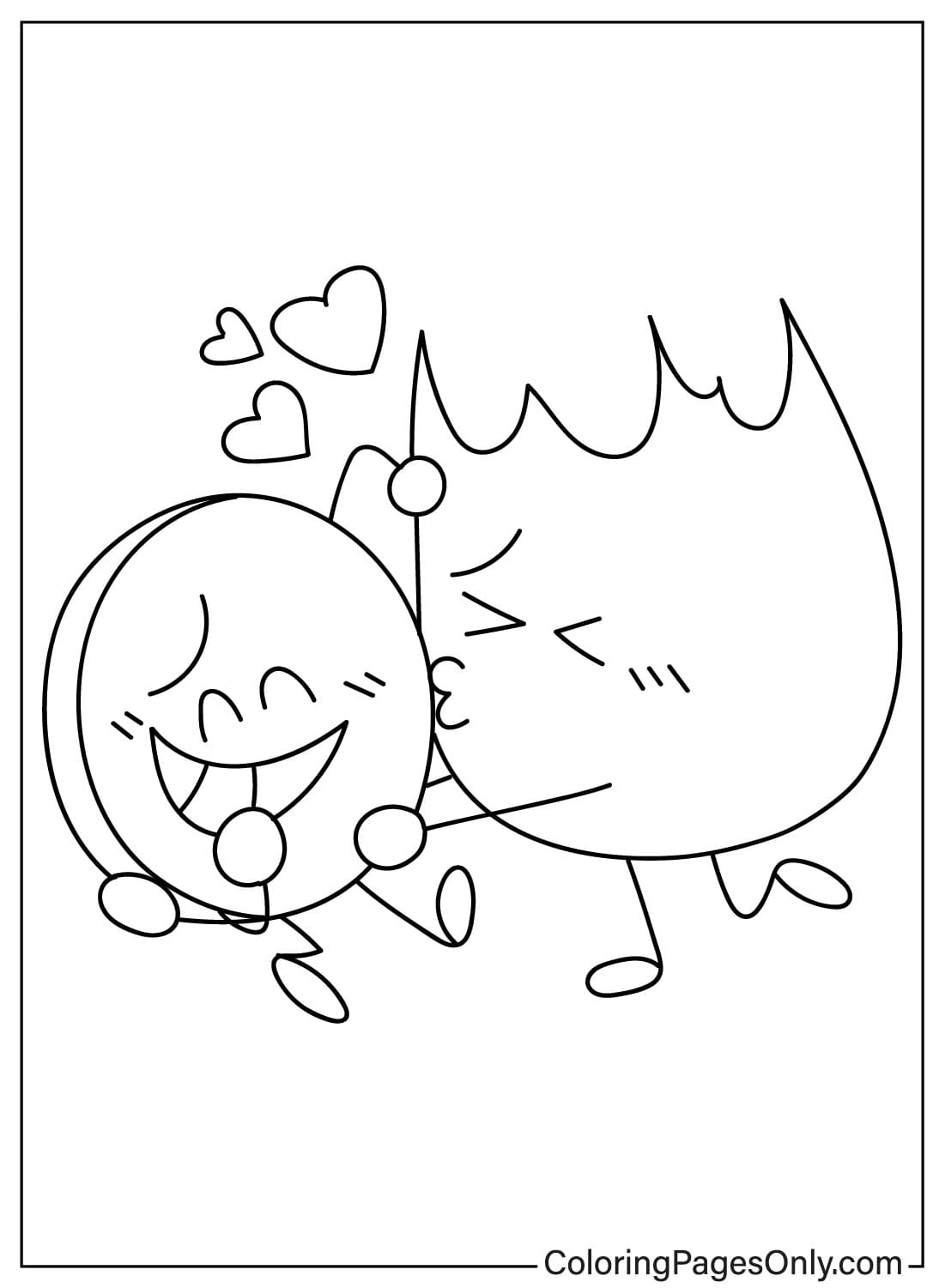 BFDI Coloring Page to Print from Battle for Dream Island