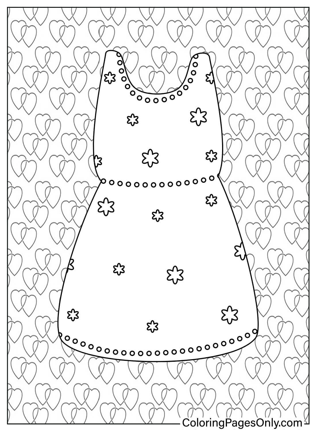 Página para colorear de vestido de bebé gratis de Vestido de bebé