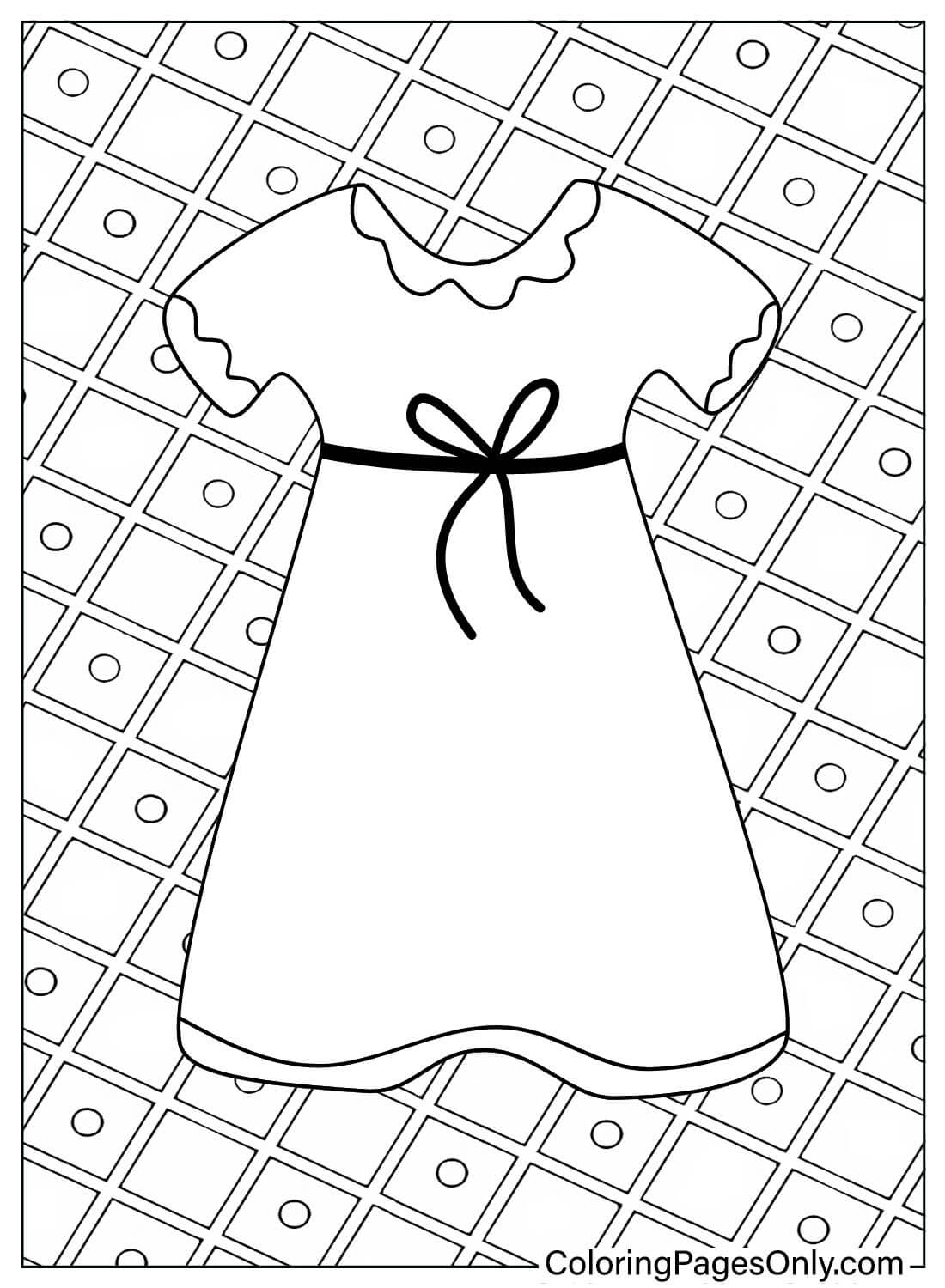 Página para colorear de vestido de bebé imprimible de Vestido de bebé