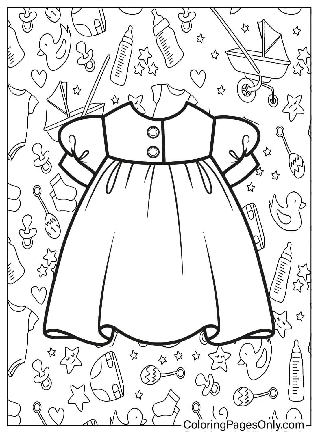 صفحة تلوين فستان الطفل من فستان الطفل