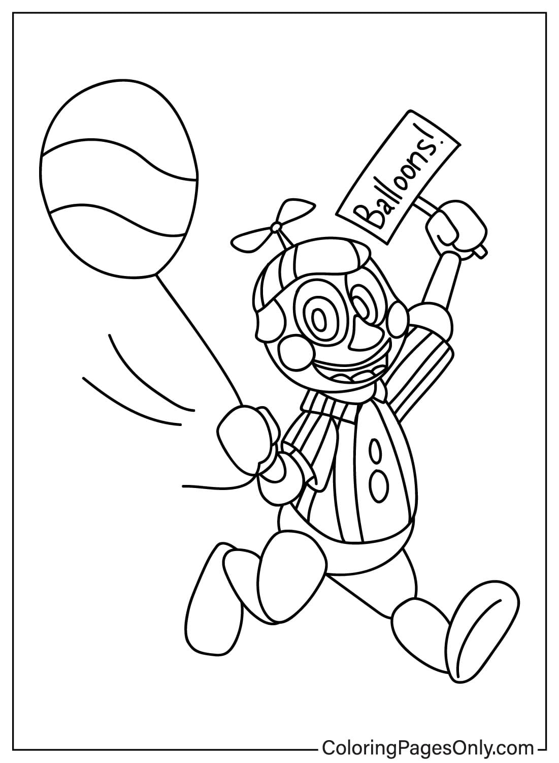 Бесплатная распечатка Мальчика с воздушными шарами из Five Nights At Freddy's 2