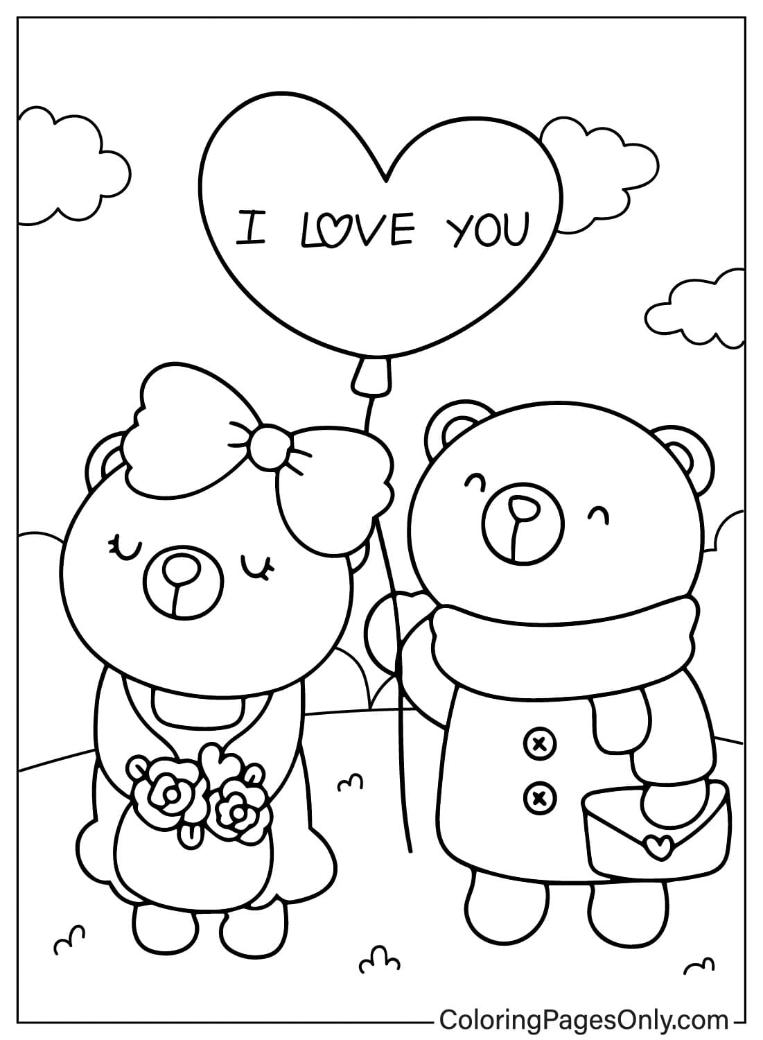 Раскраска Медведь ко Дню святого Валентина