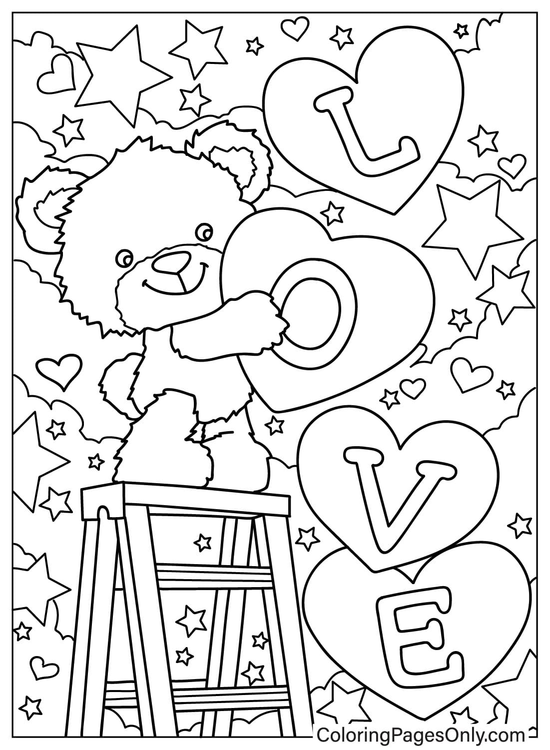 Orso con amore Pagina da colorare di Love