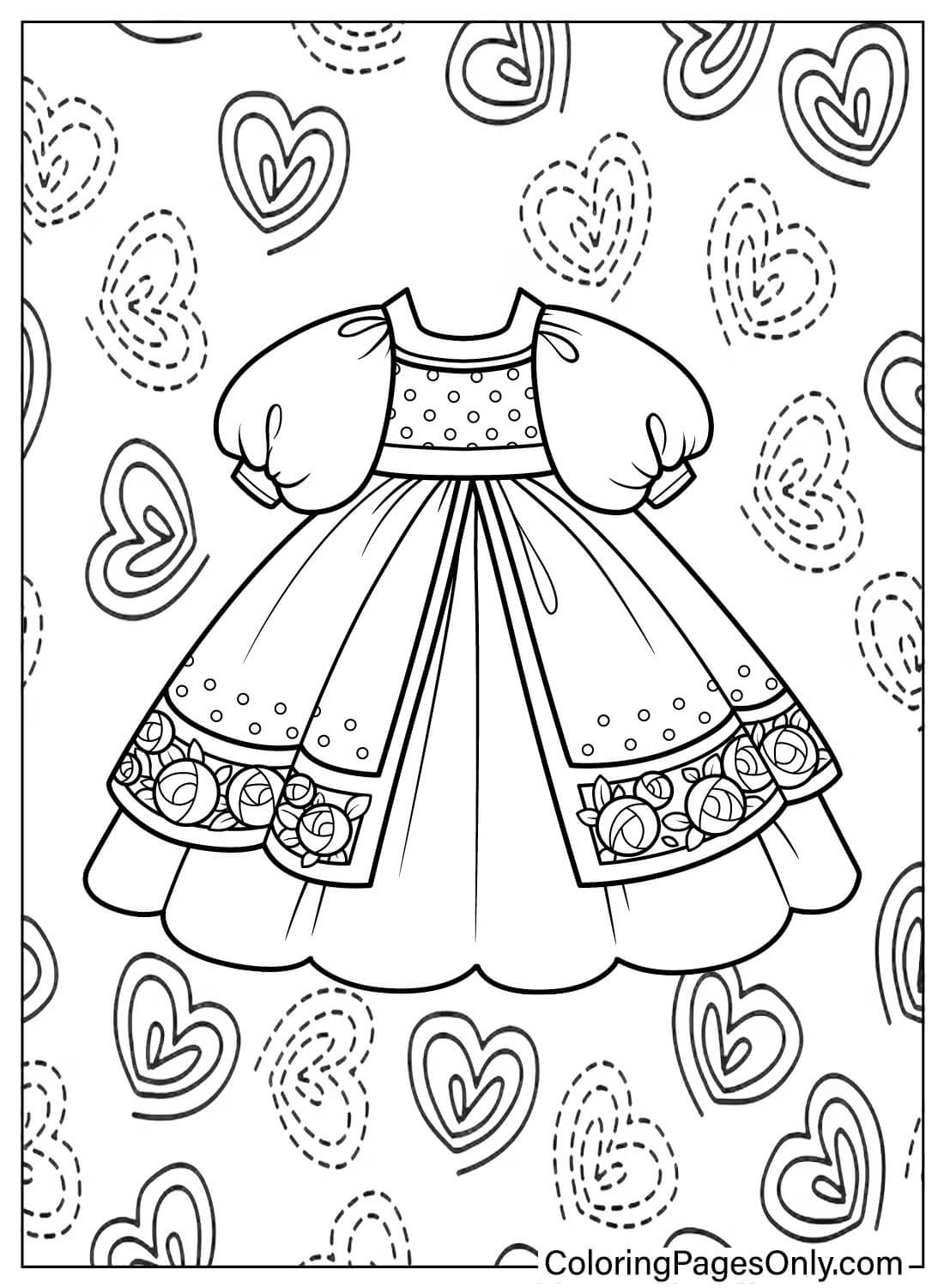 Hermosa página para colorear de vestido de bebé de Baby Dress