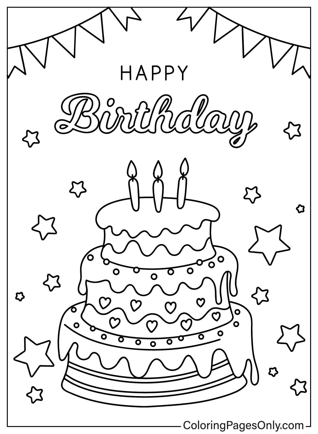 Раскраска торт ко дню рождения из торта ко дню рождения