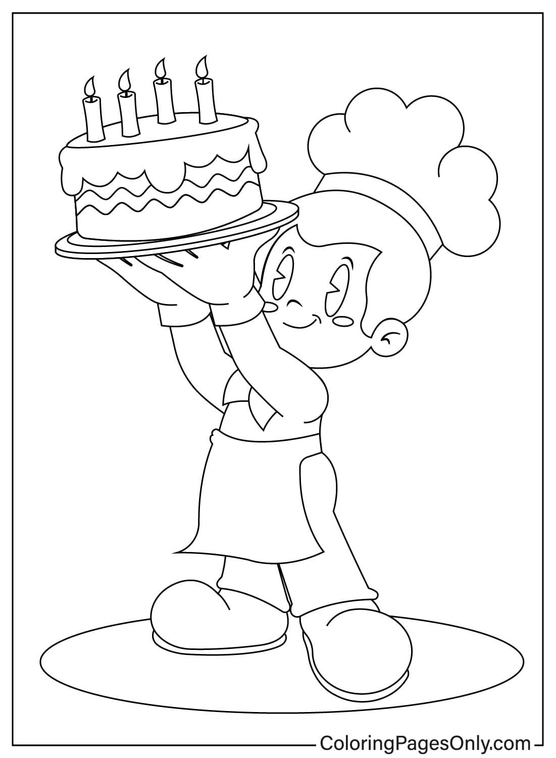 Birthday Cake Coloring Sheet for Kids from Birthday Cake
