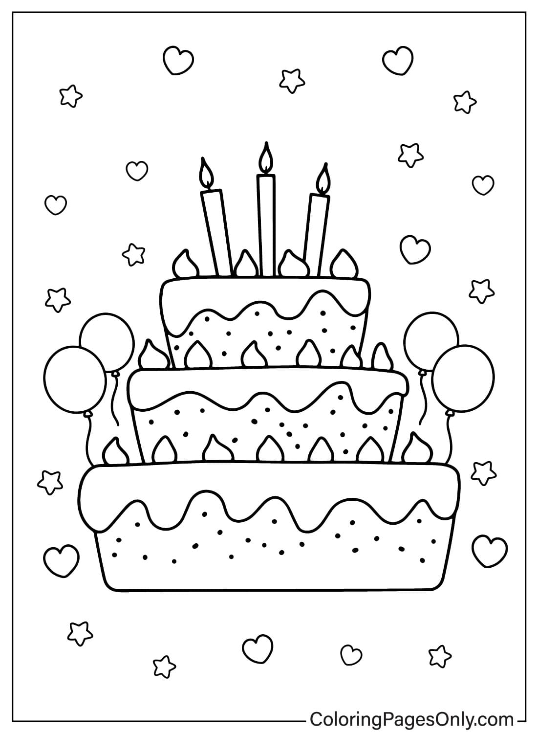 Coloriage imprimable de gâteau d'anniversaire de Gâteau d'anniversaire