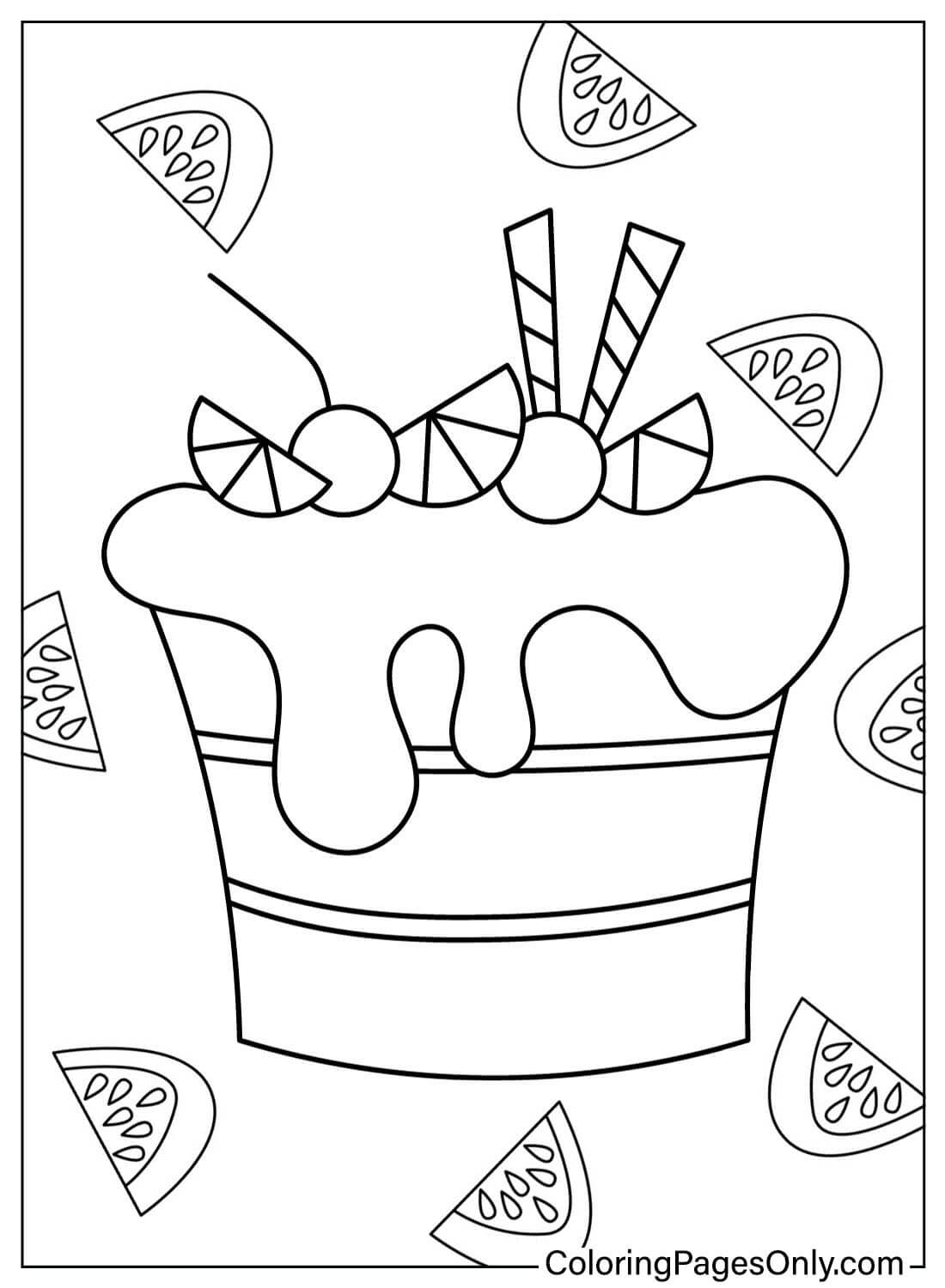 Birthday Sweet Cake Coloring Page