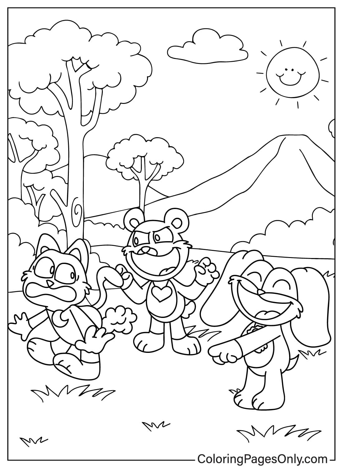 Bobby BearHug, CatNap and DogDay Coloring Page from DogDay