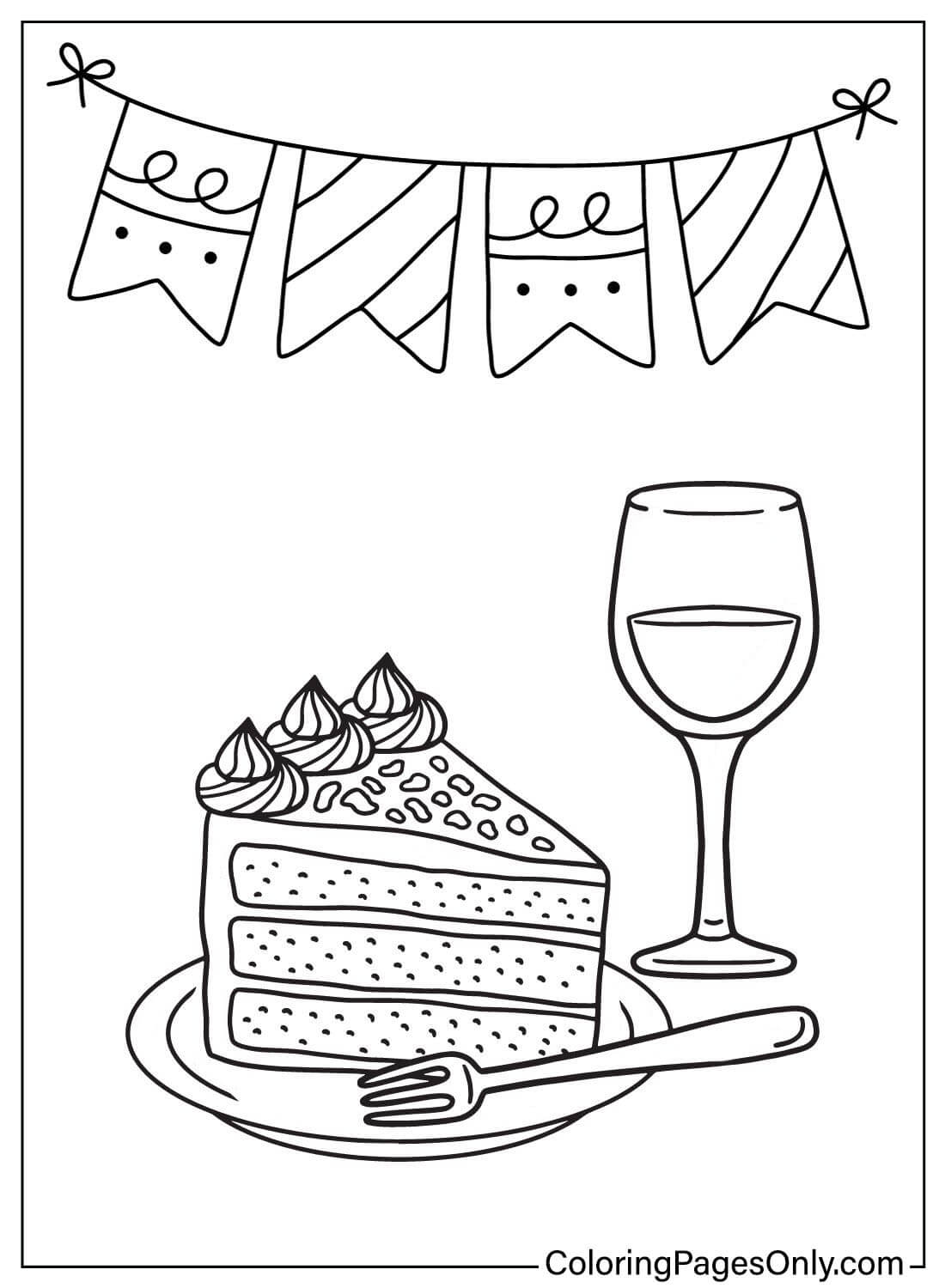 Página para colorear de pastel gratis de Cake