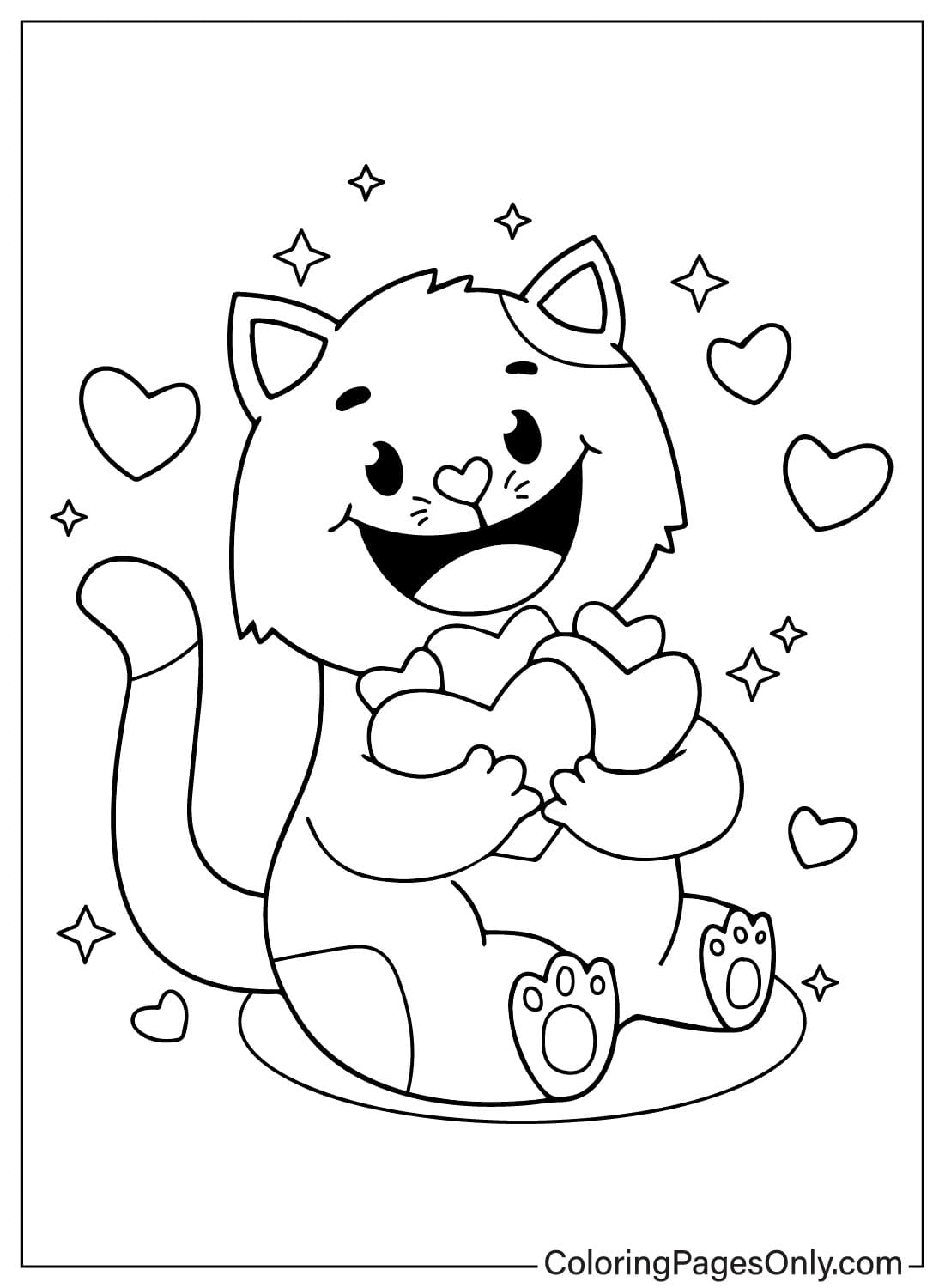 صفحة تلوين قطة لطيفة لعيد الحب من عيد الحب
