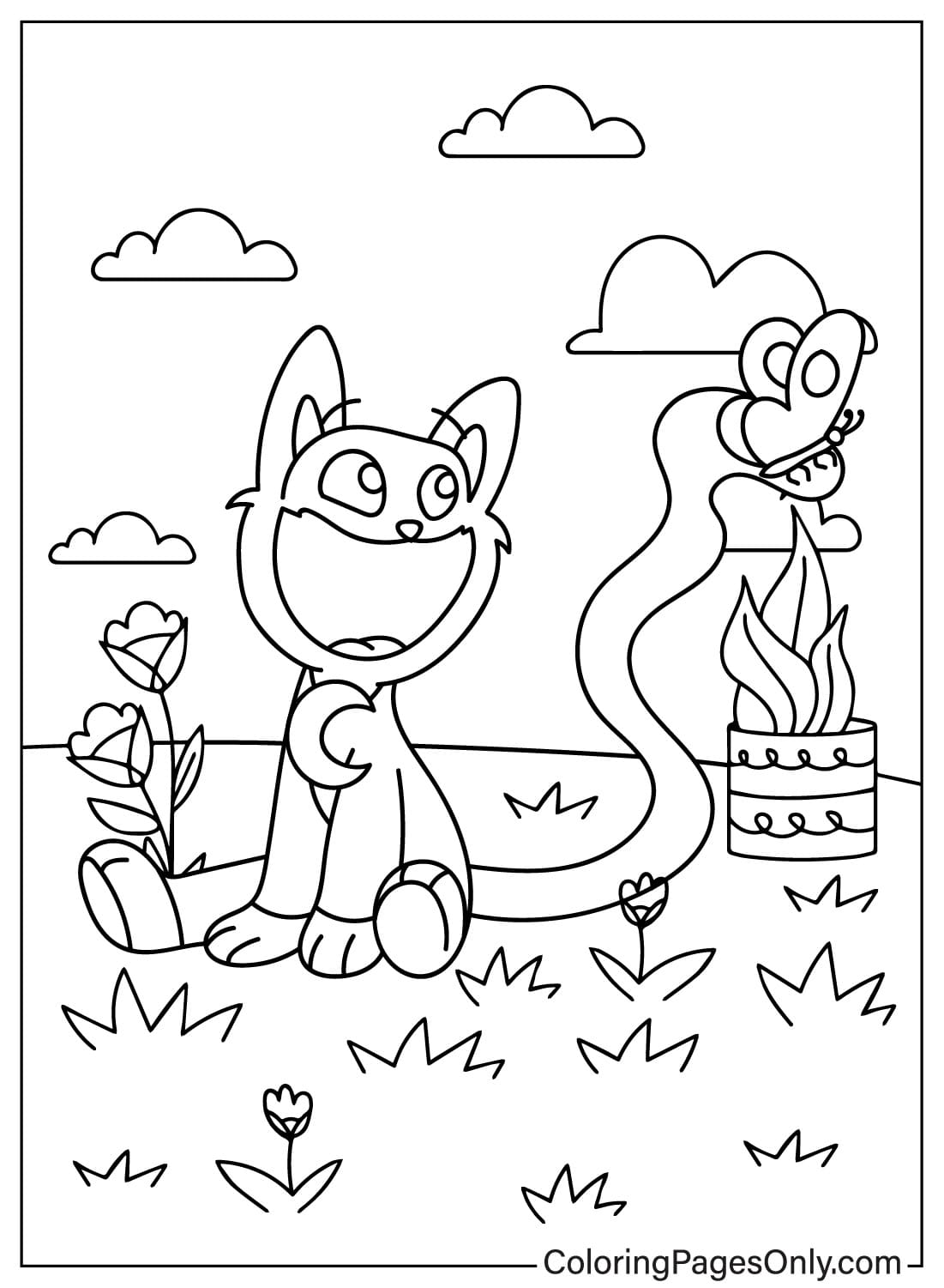 Páginas para colorear de CatNap para niños de CatNap