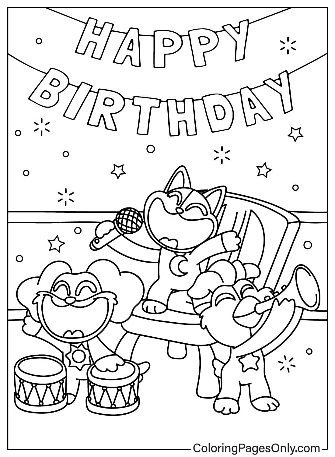 CatNap, DogDay, KickinChicken Coloring Page from DogDay