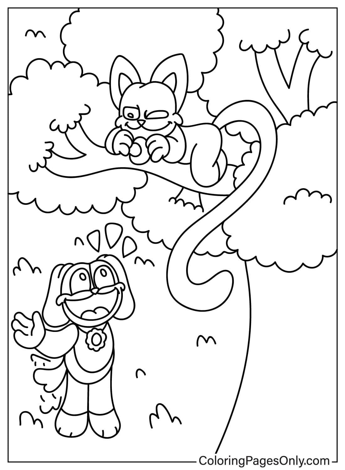 CatNap and DogDay Coloring Page from CatNap