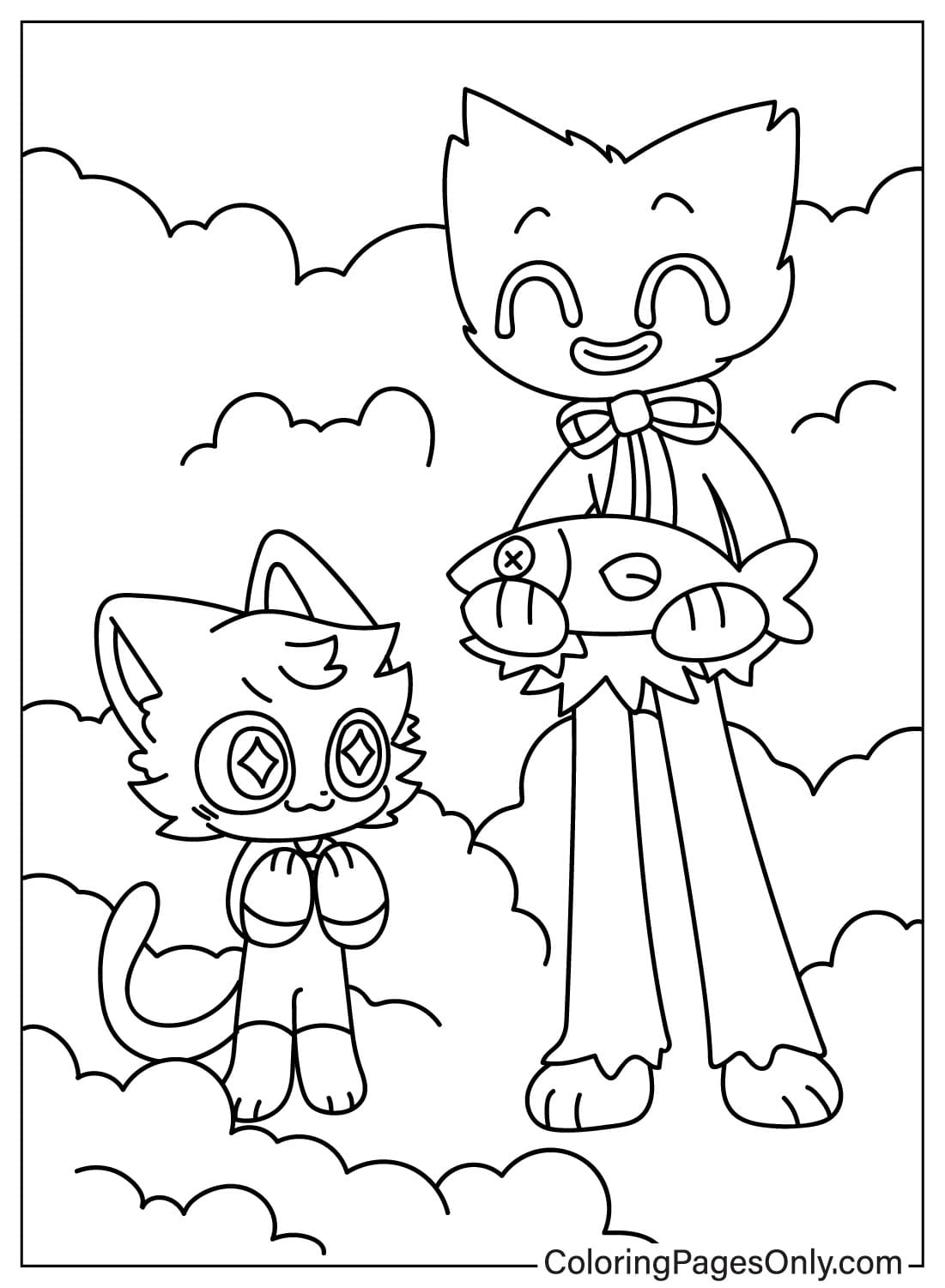 CatNap and Huggy Wuggy Coloring Page from CatNap