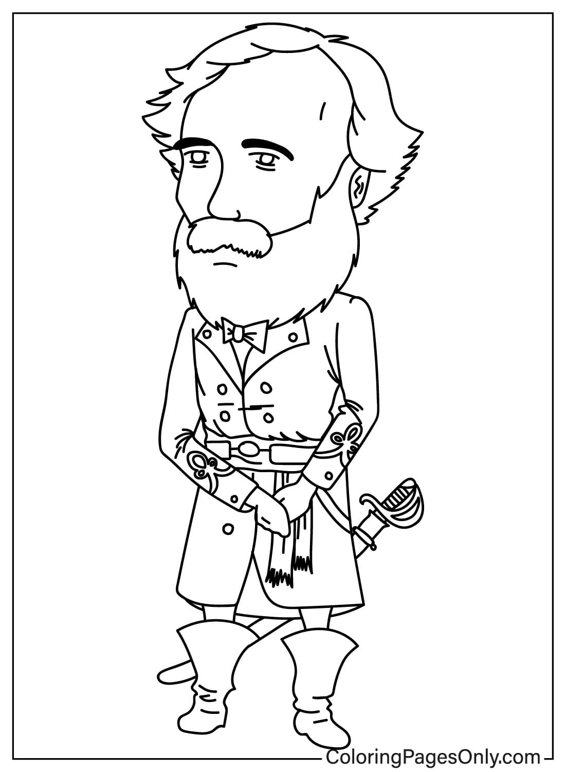 Chibi Robert E. Lee Coloring Page from Robert E. Lee