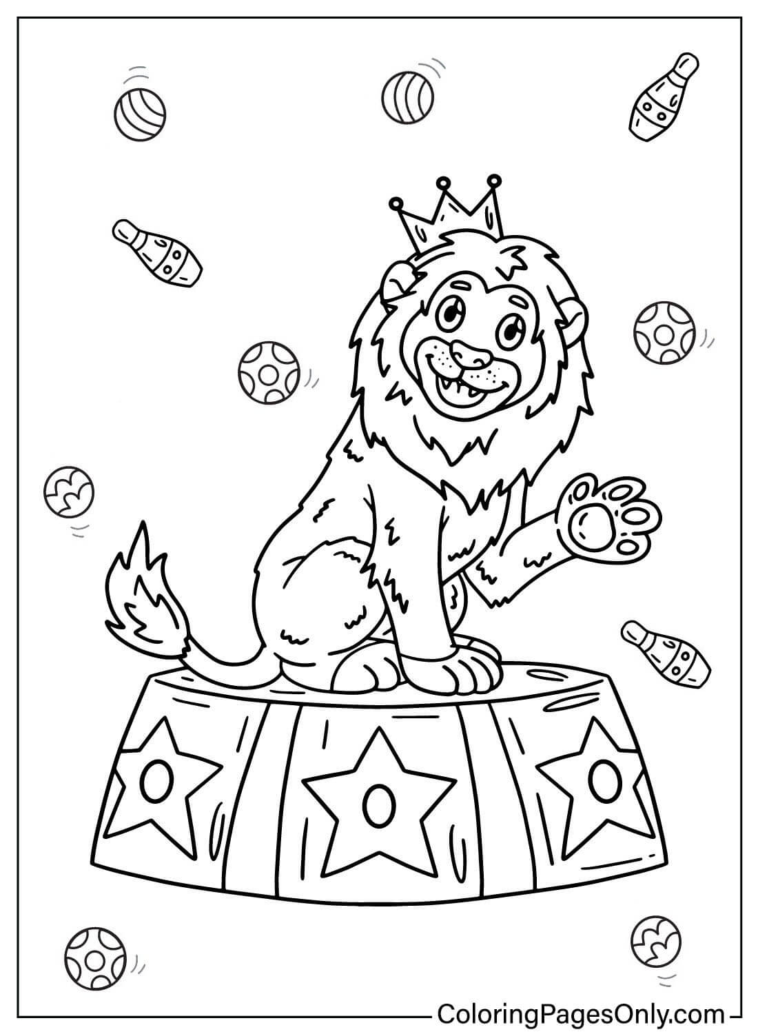 Página para colorear de león de circo de León