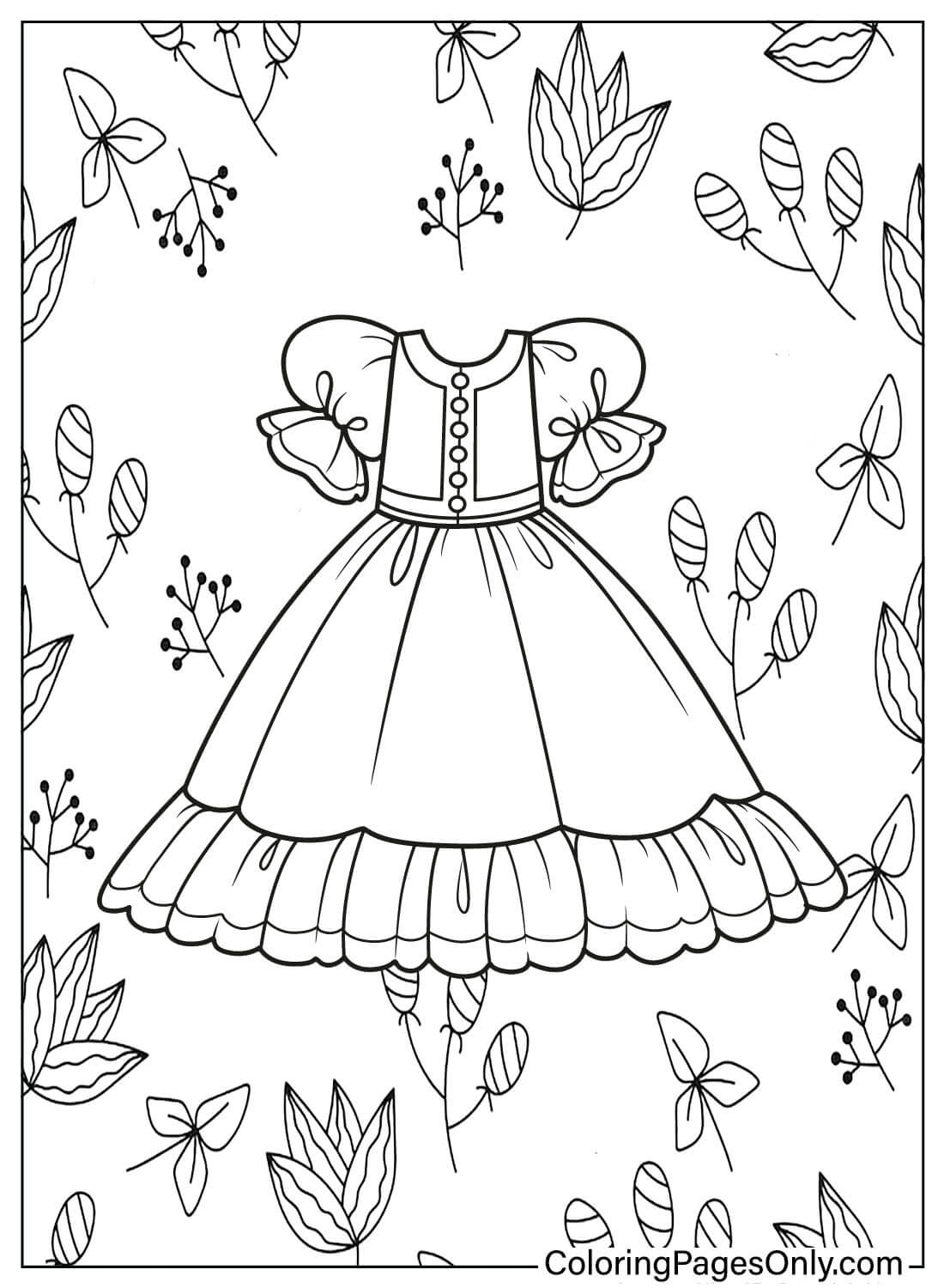 صفحة ملونة لباس الطفل من فستان الطفل