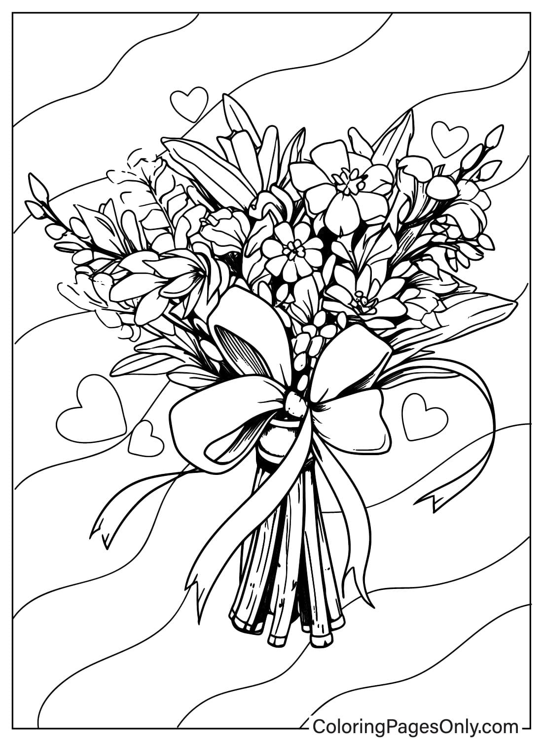 Coloring Page Flower Bouquet from Flower Bouquet