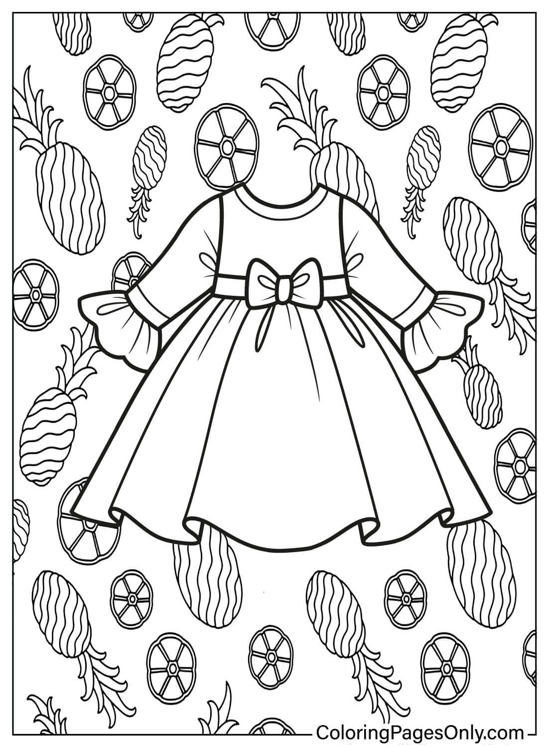 Página para colorir vestido de bebê grátis de vestido de bebê