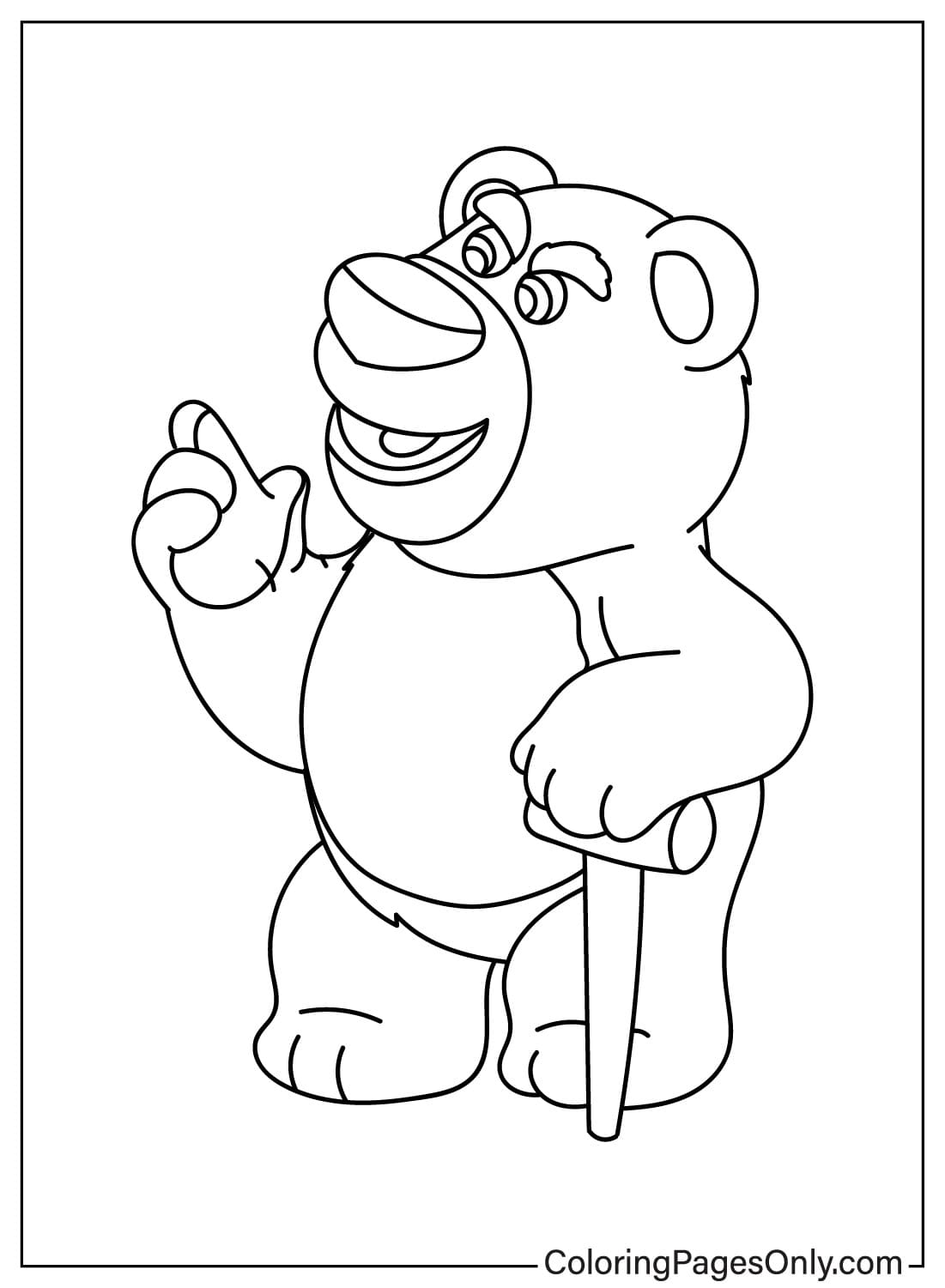 着色页免费 Lotso Bear 来自 Lotso Bear