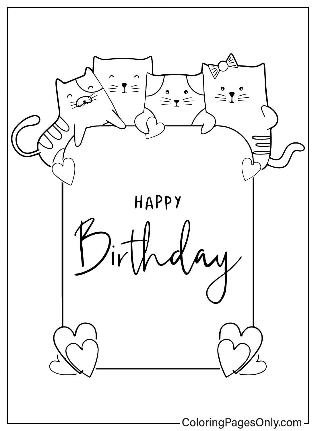 Cartão de feliz aniversário para colorir de cartão de feliz aniversário