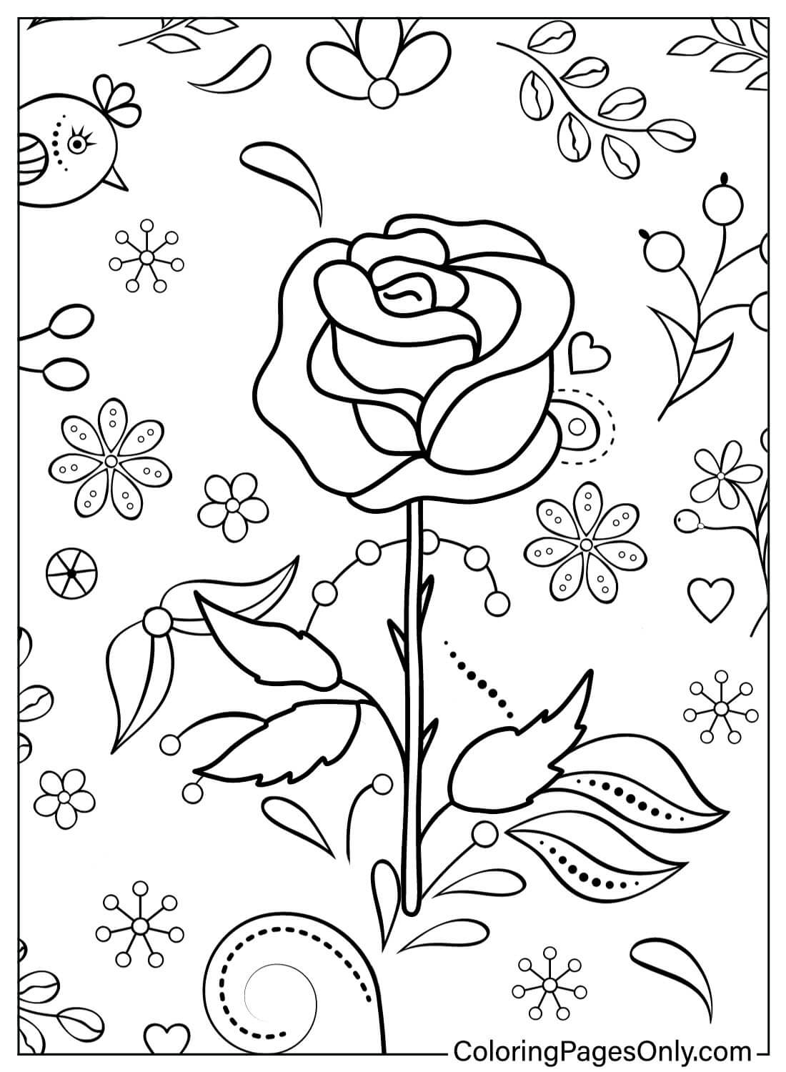 Desenho para colorir rosa grátis