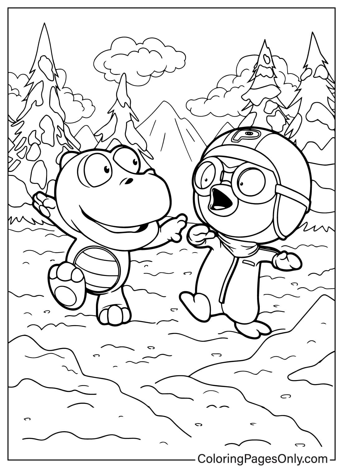 Crong and Pororo Coloring Page from Pororo the Little Penguin