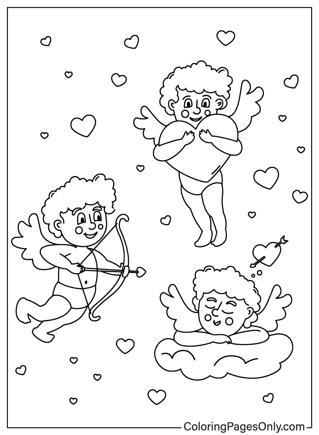 Página para colorear de Cupido gratis de Cupido