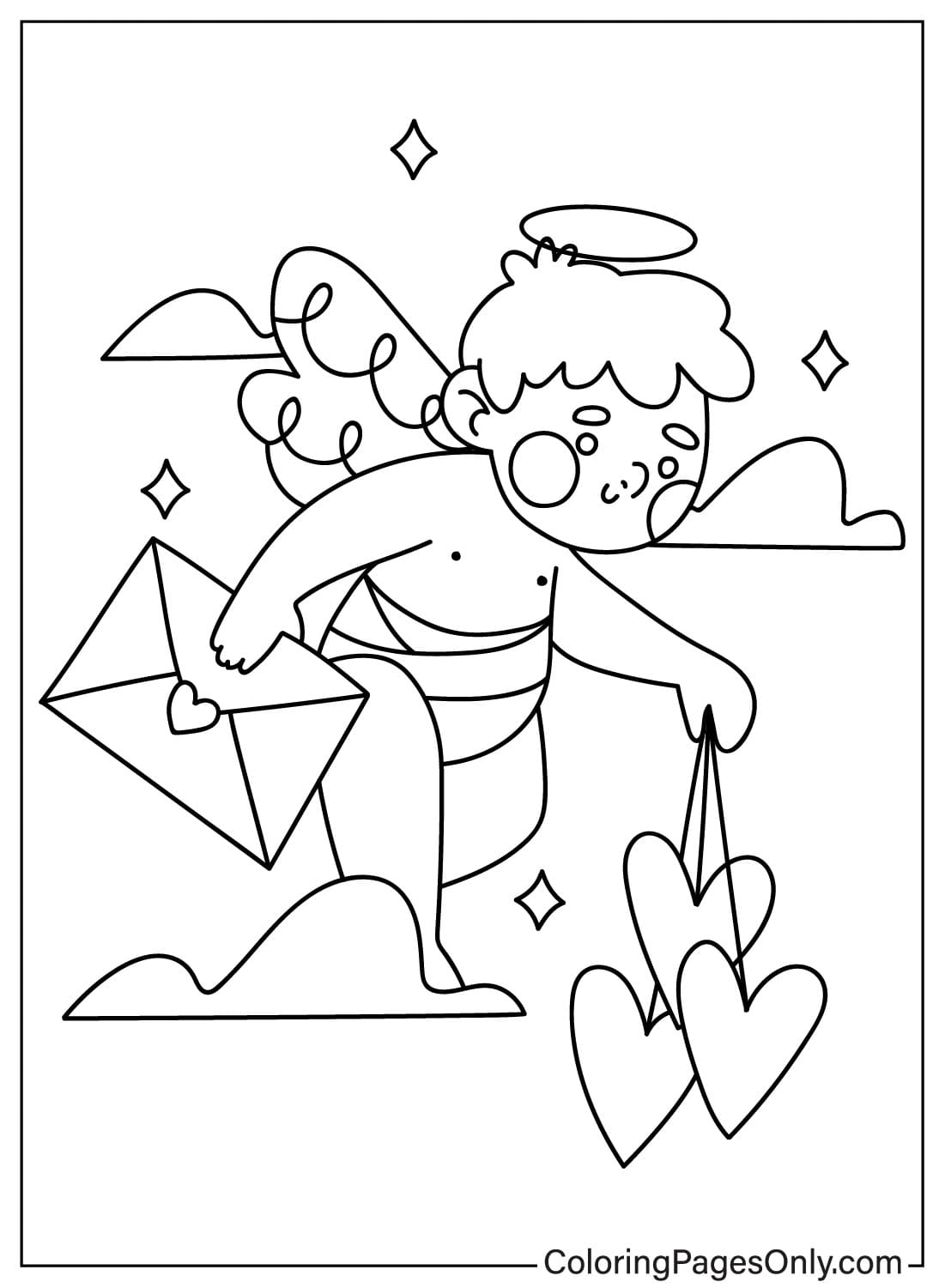 Página para colorear de Cupido para imprimir desde Cupido